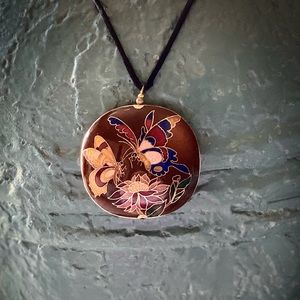 Vintage Cloisonné Enamel Pendant Necklace